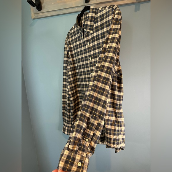 Ralph Lauren Plaid Oxford Shirt in Tan/Green/Navy - Picture 7 of 9